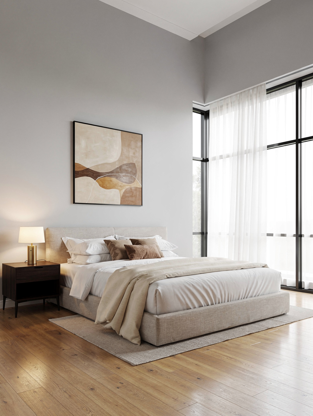 Bedroom painted in calm neutral tones