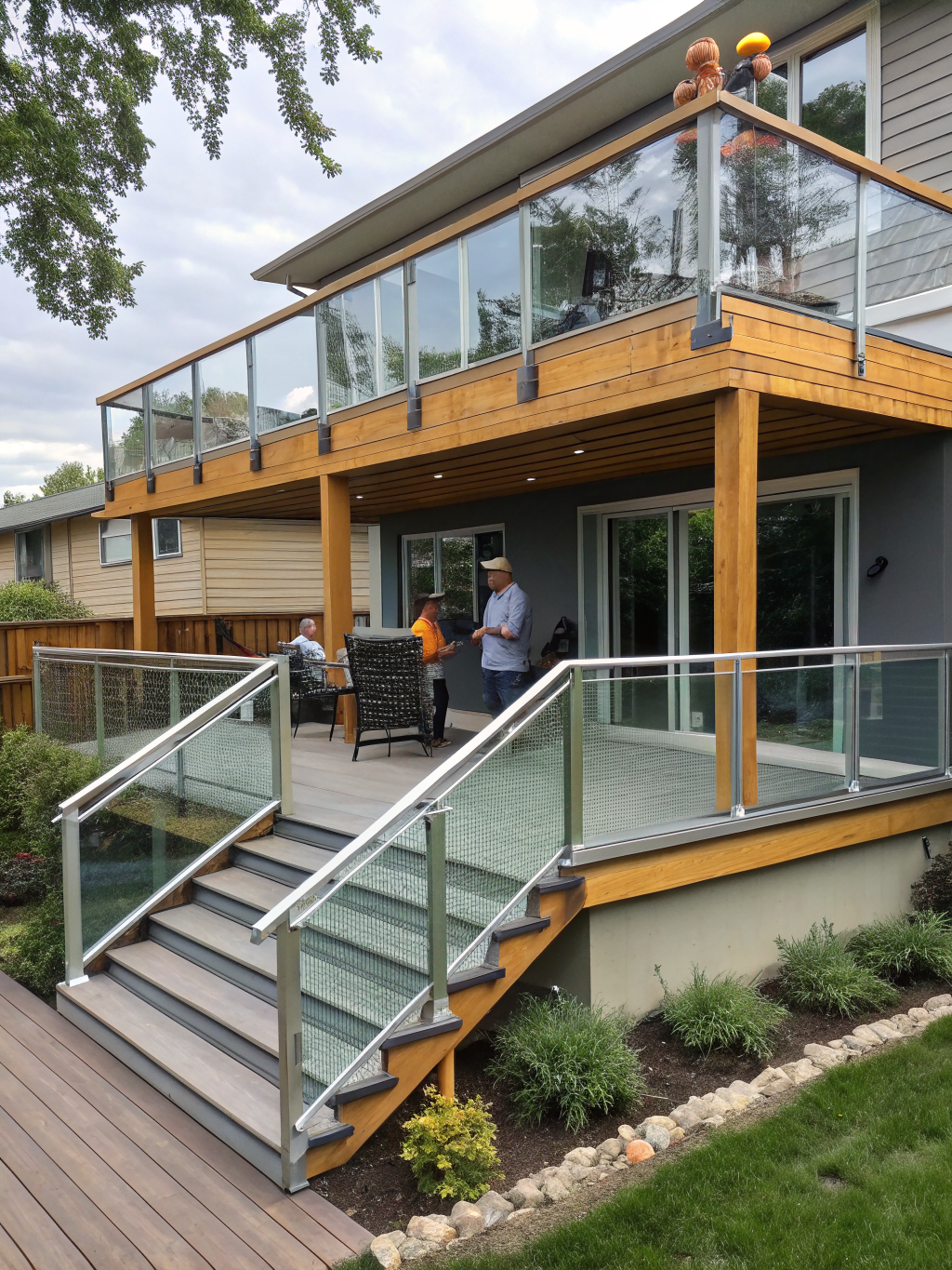 Professionally stained outdoor deck