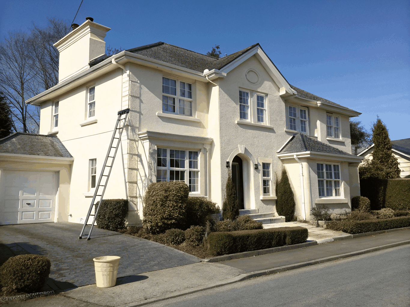 Exterior home painting project in progress
