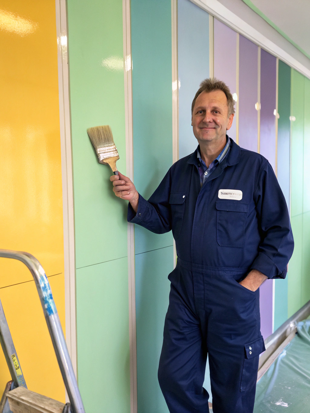 Professional painter applying finish to a wall